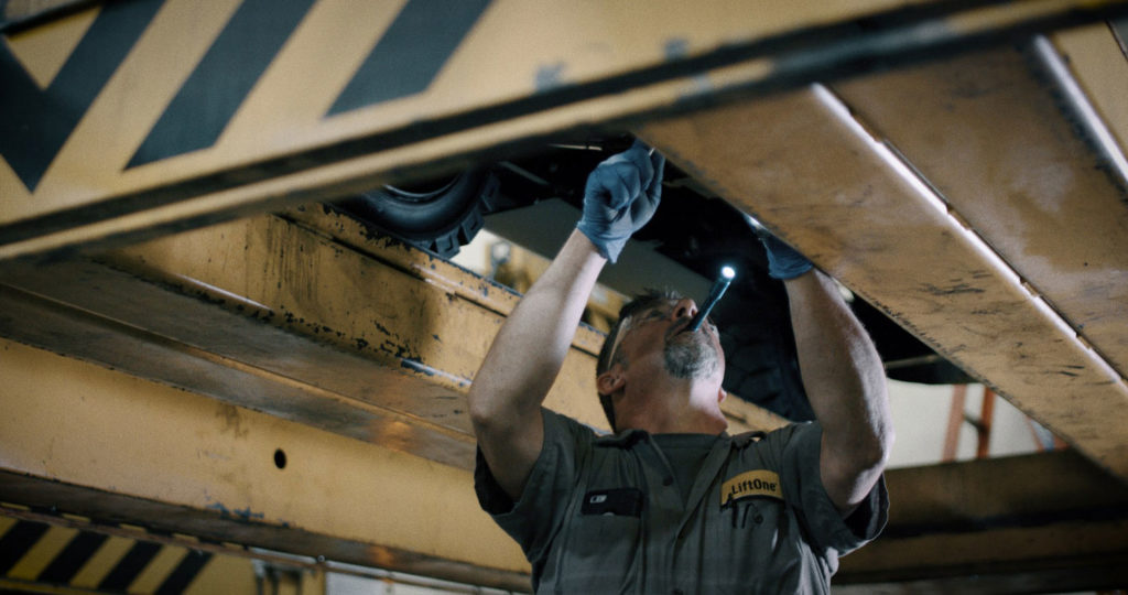 Man working on industrial equipment