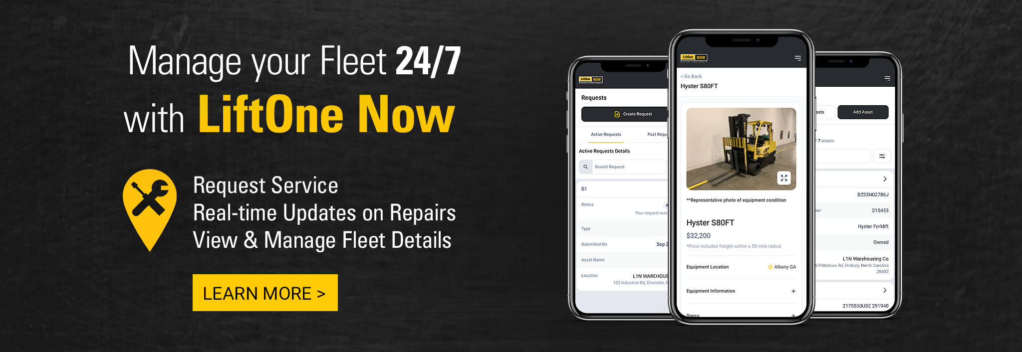 Manage your fleet /7 with LiftOne Now