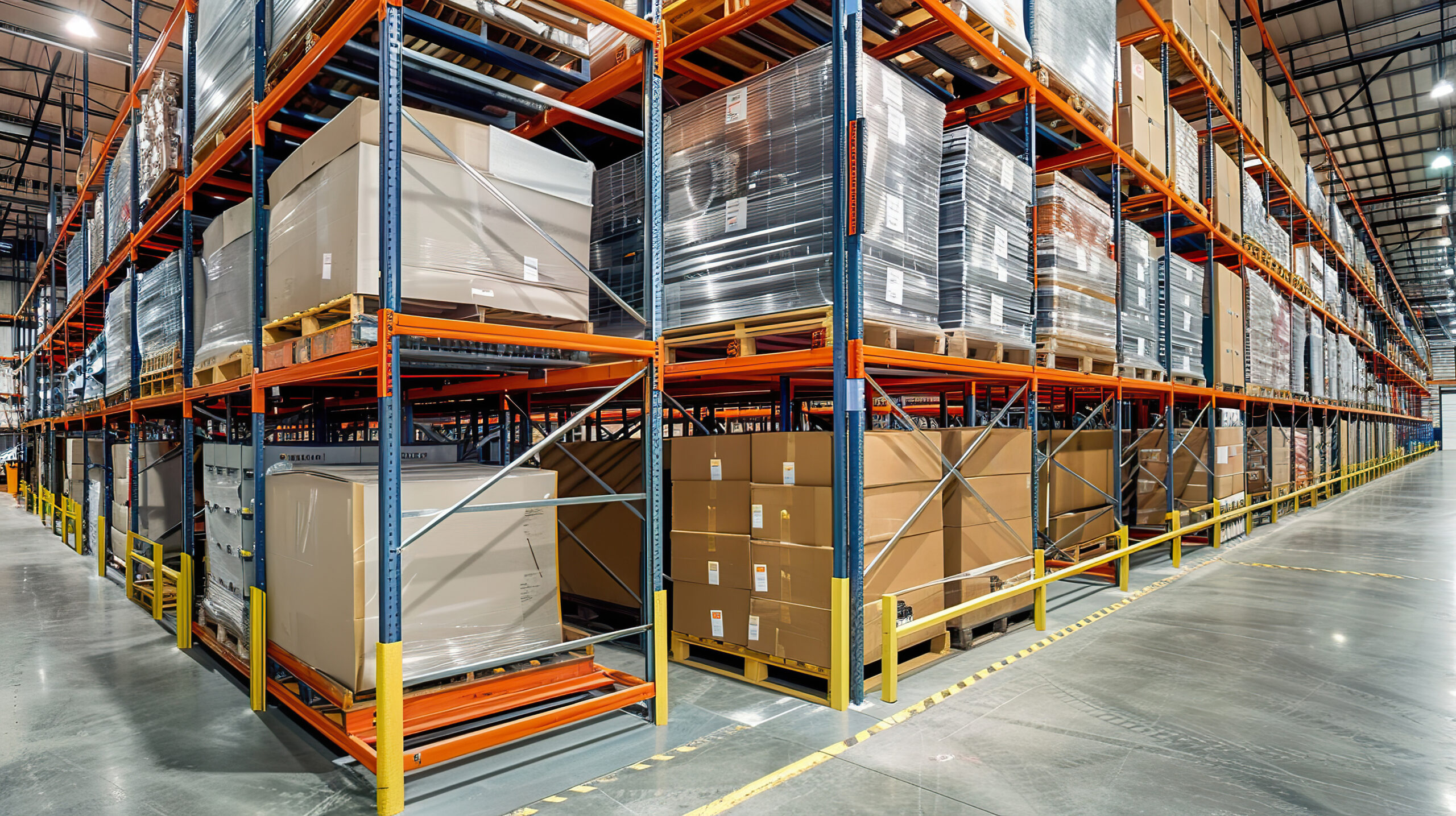 A mobile aisle racking system is in use, enhancing storage efficiency in a distribution center